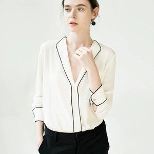 Financial goddess v-neck white shirt